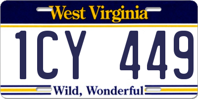 WV license plate 1CY449