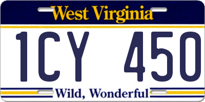 WV license plate 1CY450