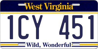 WV license plate 1CY451