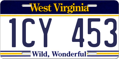 WV license plate 1CY453