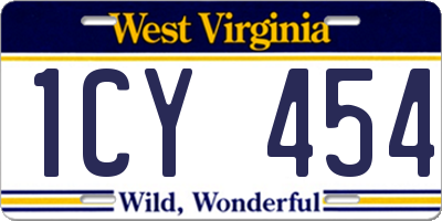 WV license plate 1CY454