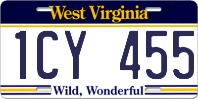 WV license plate 1CY455