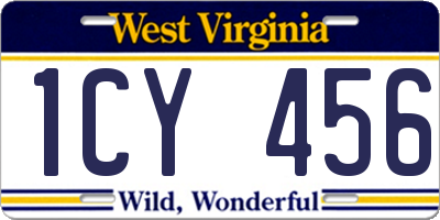WV license plate 1CY456