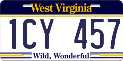 WV license plate 1CY457