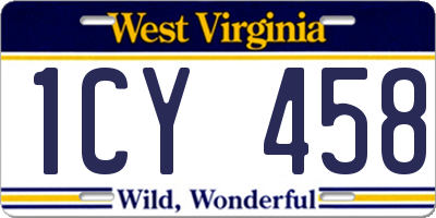 WV license plate 1CY458