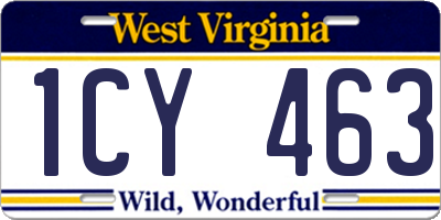 WV license plate 1CY463