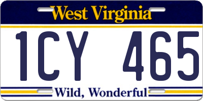 WV license plate 1CY465