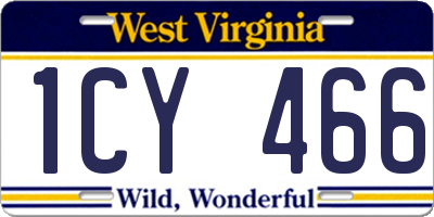 WV license plate 1CY466