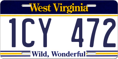 WV license plate 1CY472