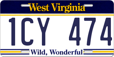 WV license plate 1CY474