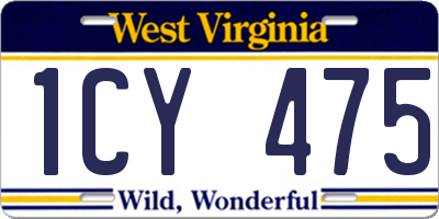 WV license plate 1CY475