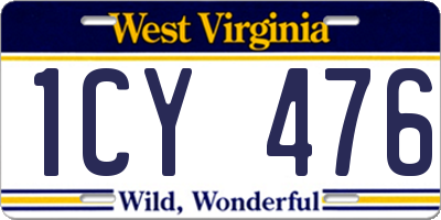 WV license plate 1CY476