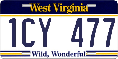 WV license plate 1CY477