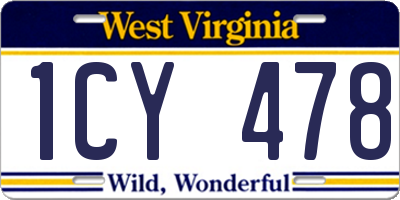 WV license plate 1CY478