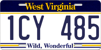 WV license plate 1CY485