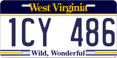 WV license plate 1CY486