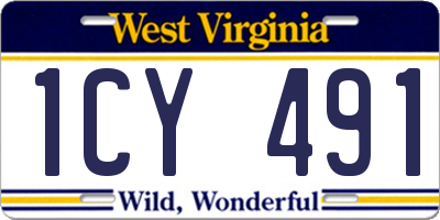 WV license plate 1CY491