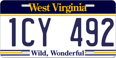 WV license plate 1CY492