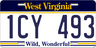 WV license plate 1CY493