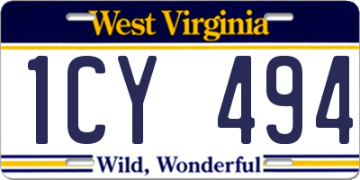 WV license plate 1CY494