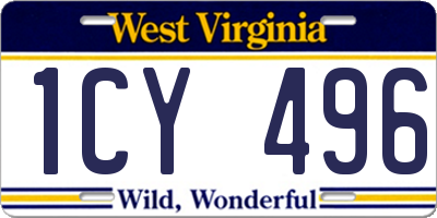 WV license plate 1CY496