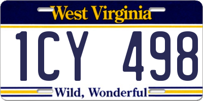 WV license plate 1CY498