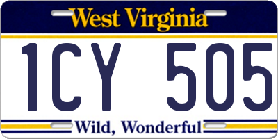 WV license plate 1CY505