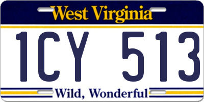 WV license plate 1CY513