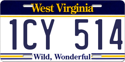 WV license plate 1CY514