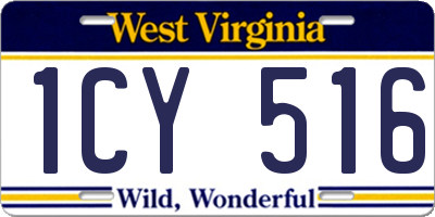 WV license plate 1CY516