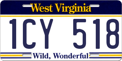 WV license plate 1CY518