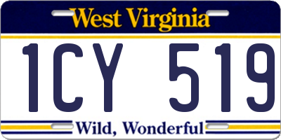 WV license plate 1CY519