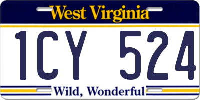 WV license plate 1CY524
