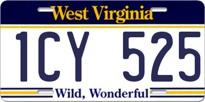 WV license plate 1CY525