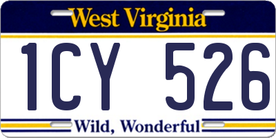 WV license plate 1CY526