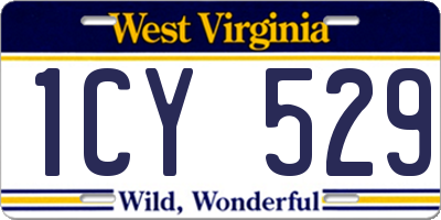 WV license plate 1CY529