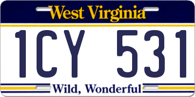 WV license plate 1CY531