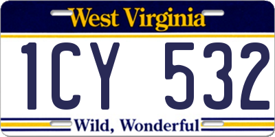 WV license plate 1CY532