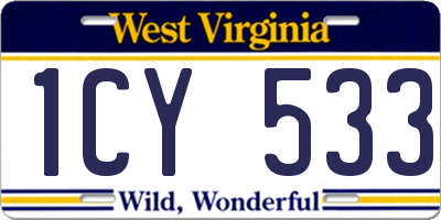 WV license plate 1CY533