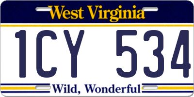 WV license plate 1CY534