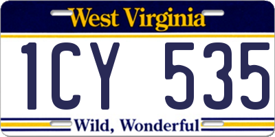 WV license plate 1CY535