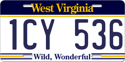 WV license plate 1CY536