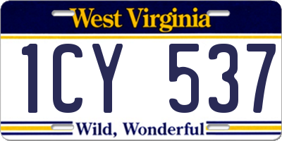 WV license plate 1CY537