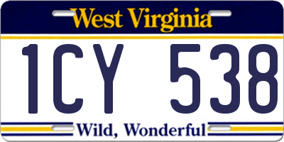 WV license plate 1CY538