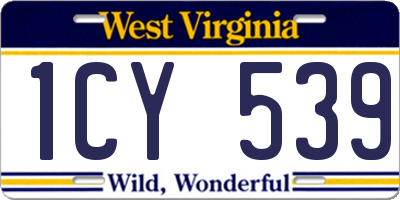 WV license plate 1CY539