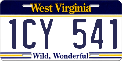 WV license plate 1CY541