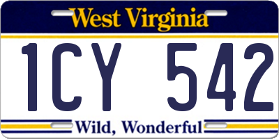 WV license plate 1CY542