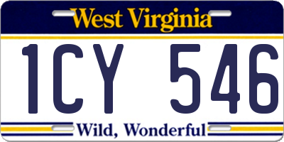 WV license plate 1CY546
