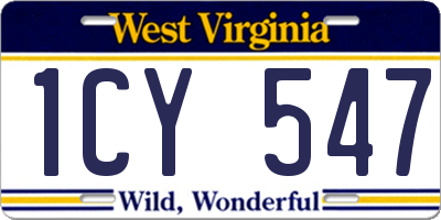 WV license plate 1CY547