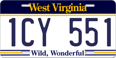 WV license plate 1CY551